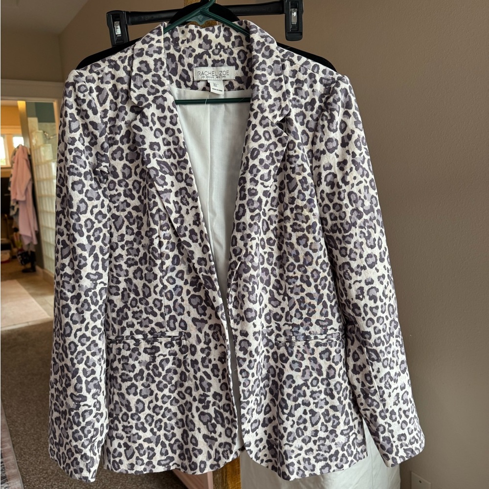 Rachel Zoe Animal Print Top in Blue and Cream